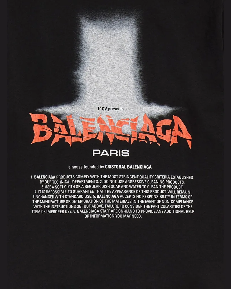 Balenciaga Men's T-Shirt The Door Oversized Cotton Black T-Shirts And Polos Black