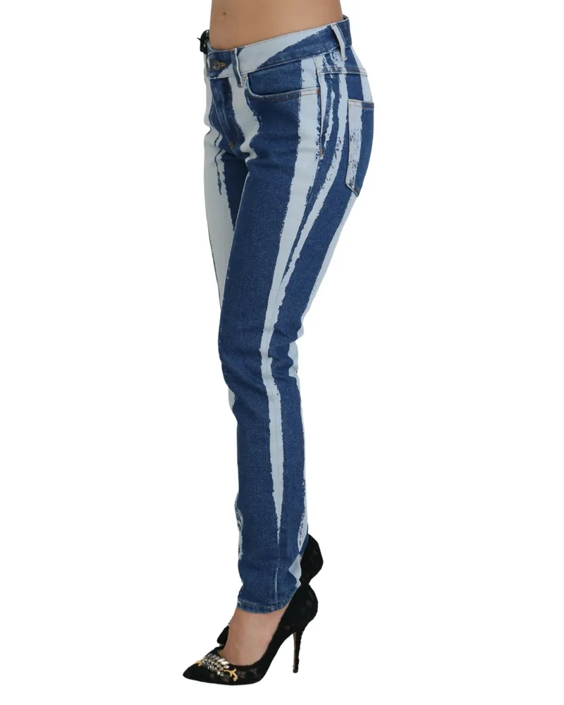 Dolce & Gabbana Women's Cobalt Blue Stripes Skinny Denim Cotton Jeans Clothing Blue