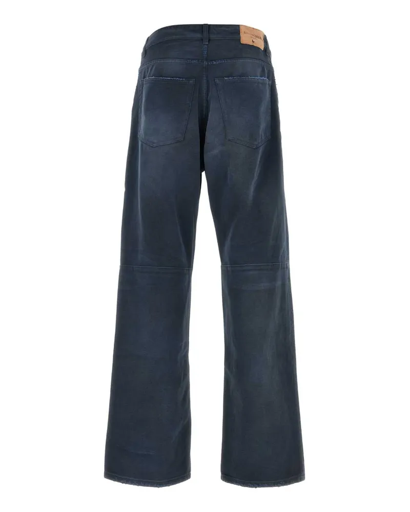 Balenciaga Men's Curved Knee Jeans Navy Cotton Polyester Navy