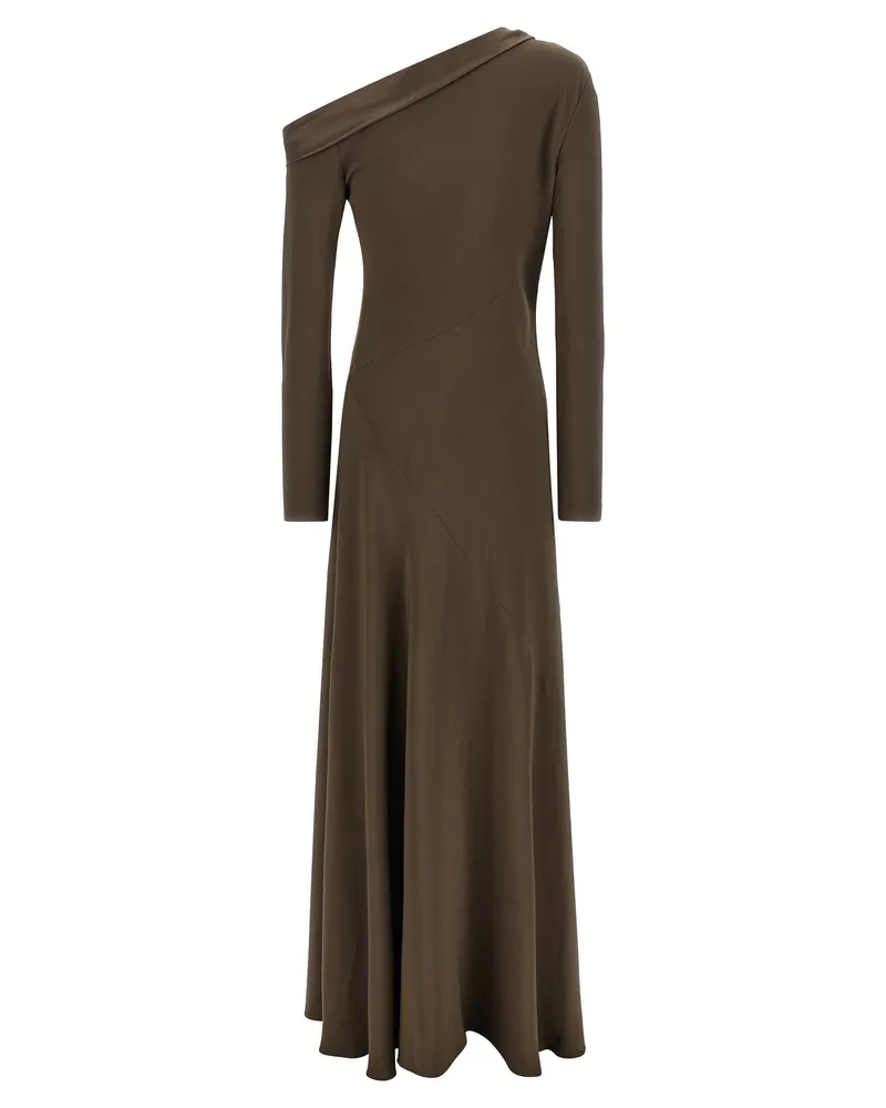 Alberta Ferretti Asymmetrical One-Shoulder Dress — Olive Olive