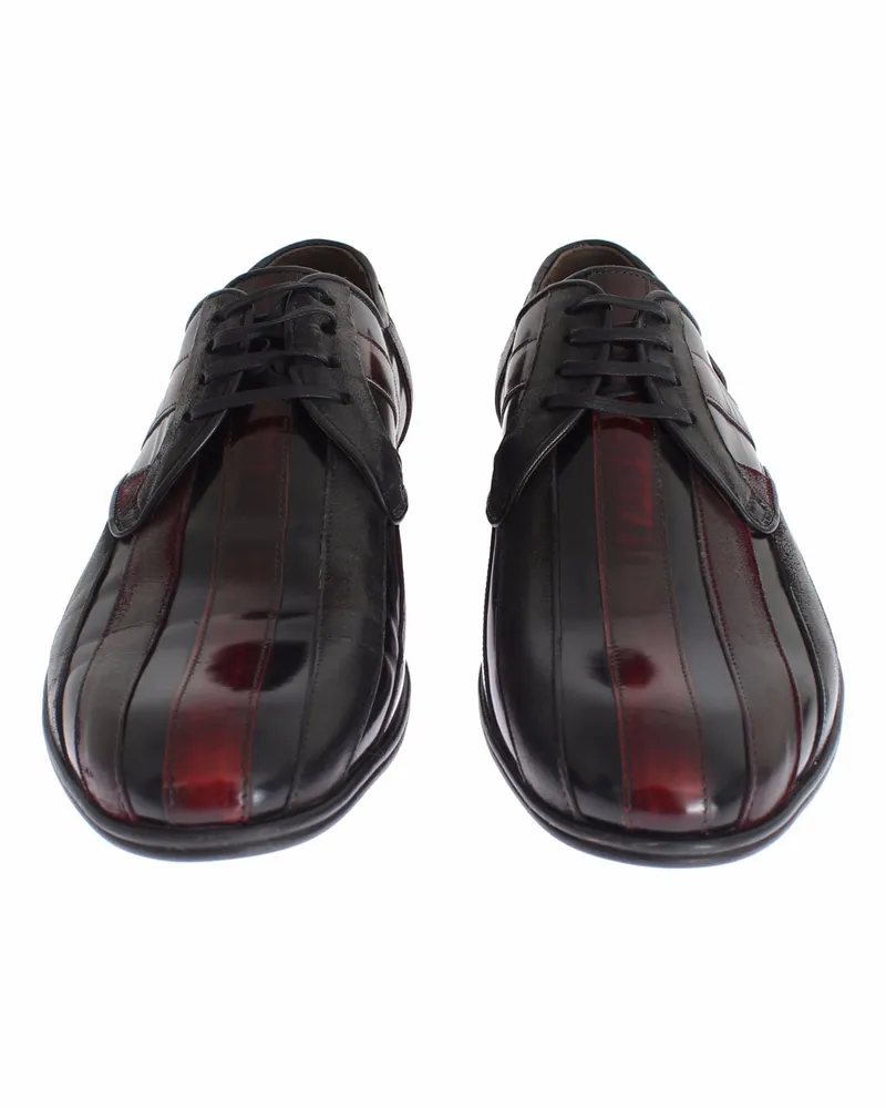 Dolce & Gabbana Leather Striped Dress Oxford — Black Black