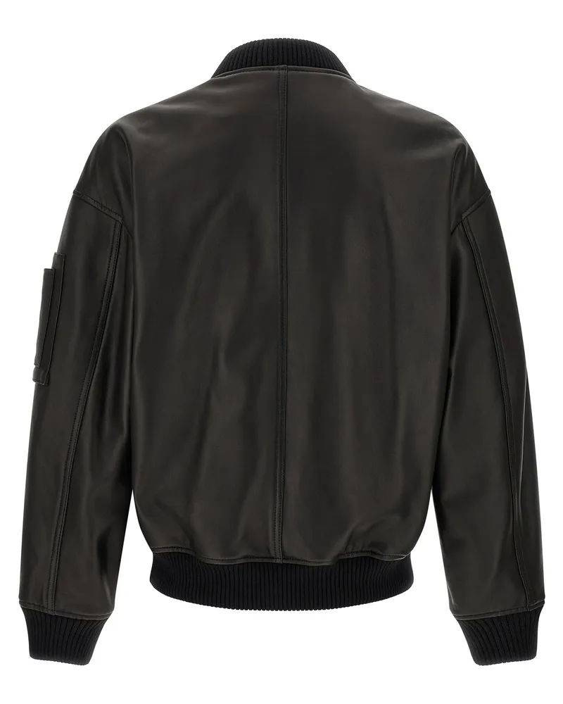 Dsquared2 Leather Bomber Jacket — Black Black
