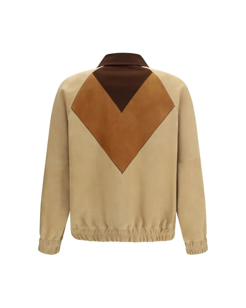 Valentino Garavani Men's Brown Goatskin Biker Jacket Clothing Brown