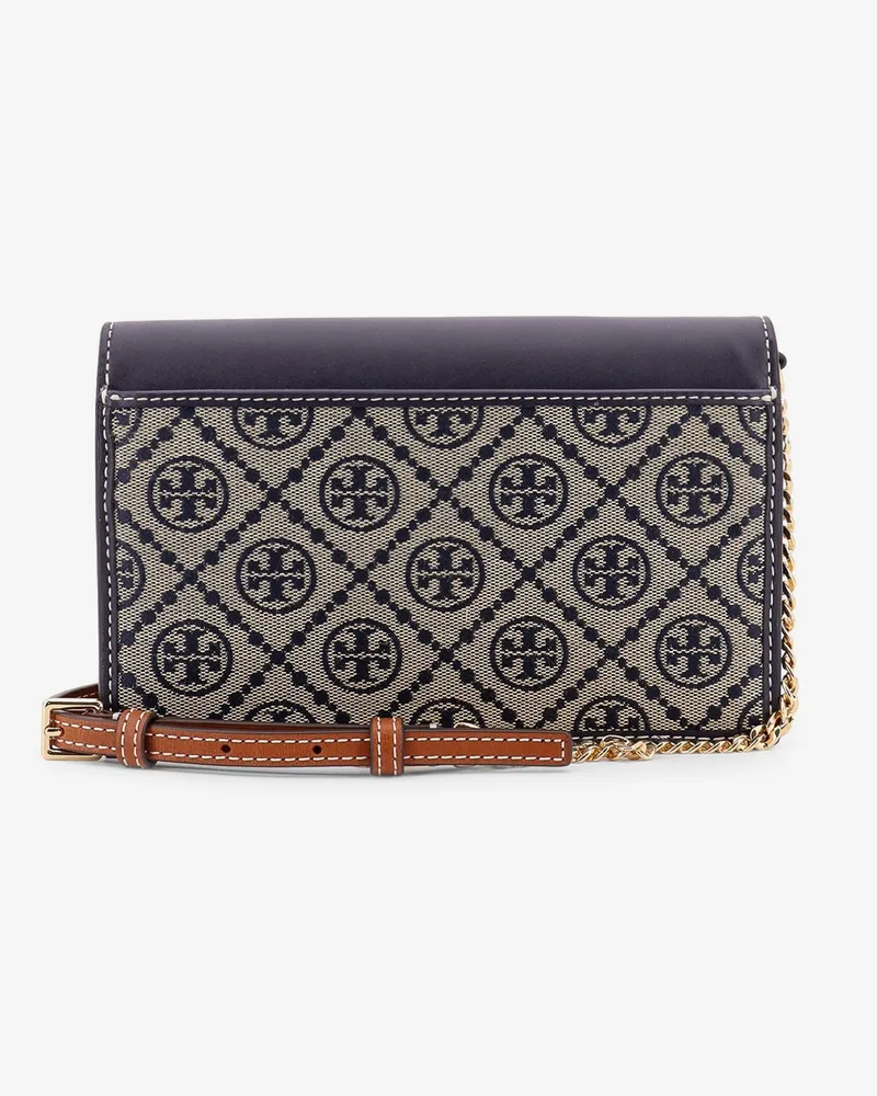 Tory Burch Women's Shoulder Bag T-Monogram Envelope Wallet Blue Cotton Polyester- Leather Polyester Blue