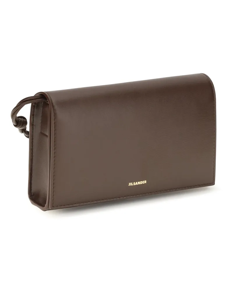 Jil Sander Hand-Knotted Shoulder Strap Wallet — Brown Brown