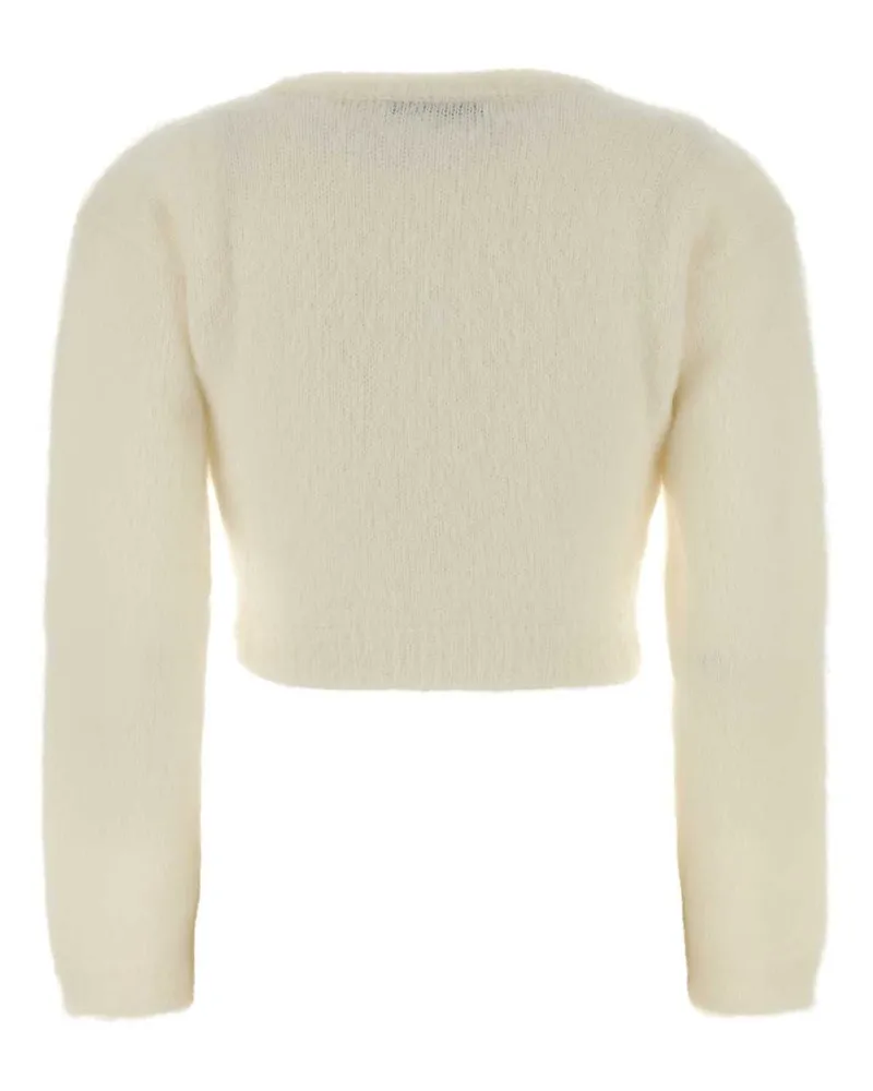 Alessandra Rich Women's Ivory Mohair Blend Cardigan White Exterior: Nylon Wool Maglieria Ivory