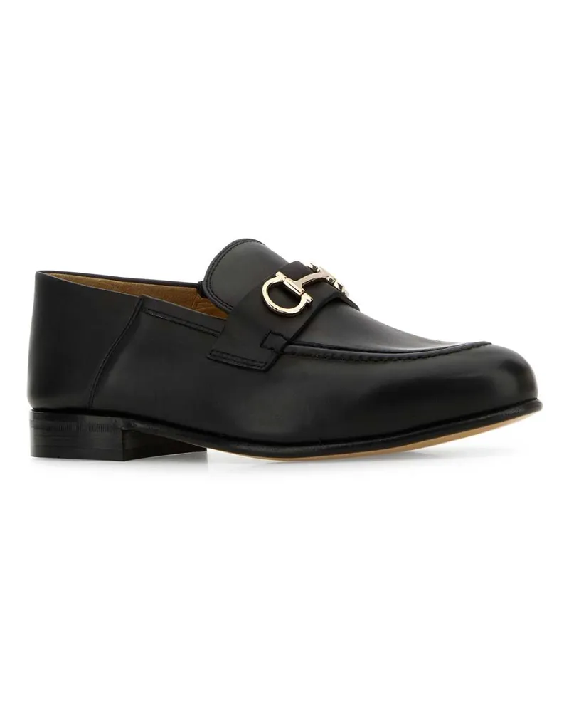 Ferragamo Women's Black Leather Ottone Loafers Nernewbiscnewbisc Mocassini Black
