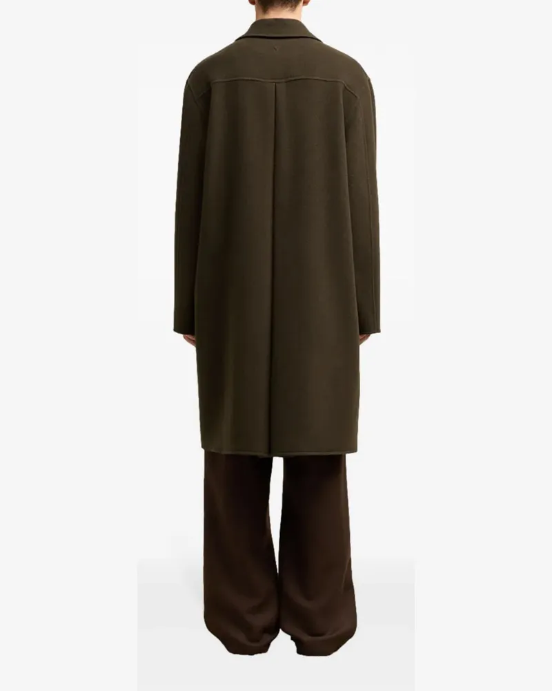 AMI Paris Men's De Coeur Single-Breasted Car Coat Brown Clothing > & Jackets Brown