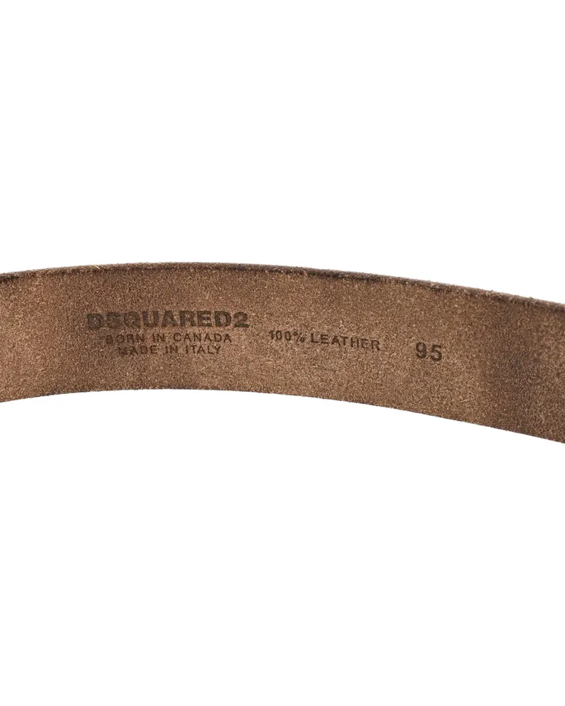 Dsquared2 Men's Craquele Leather Logo Buckle Belt Brown Accessories Brown
