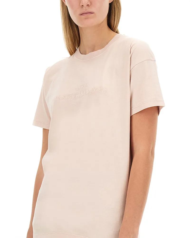 Maison Margiela Logo-Print Cotton T-Shirt — Beige Beige