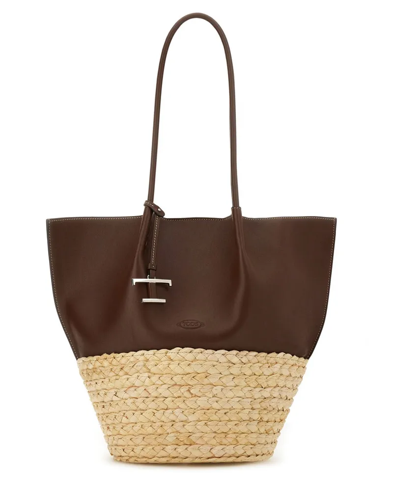 TOD'S Women's Medium Shopping Bag Brown Calfskin Shoulder Brown