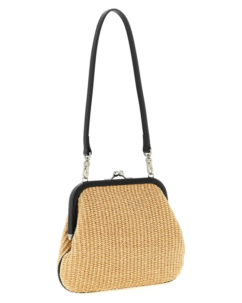 Vivienne Westwood Women's Braided Raffia With Orb Logo Clutch Beige Cotton Polyamide Leather Beige