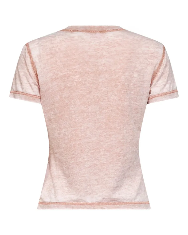 Diesel Women's T-Shirt T-Ila-Aa1 Pink Rhinestone Polyester T-Shirts & Jerseys Pink