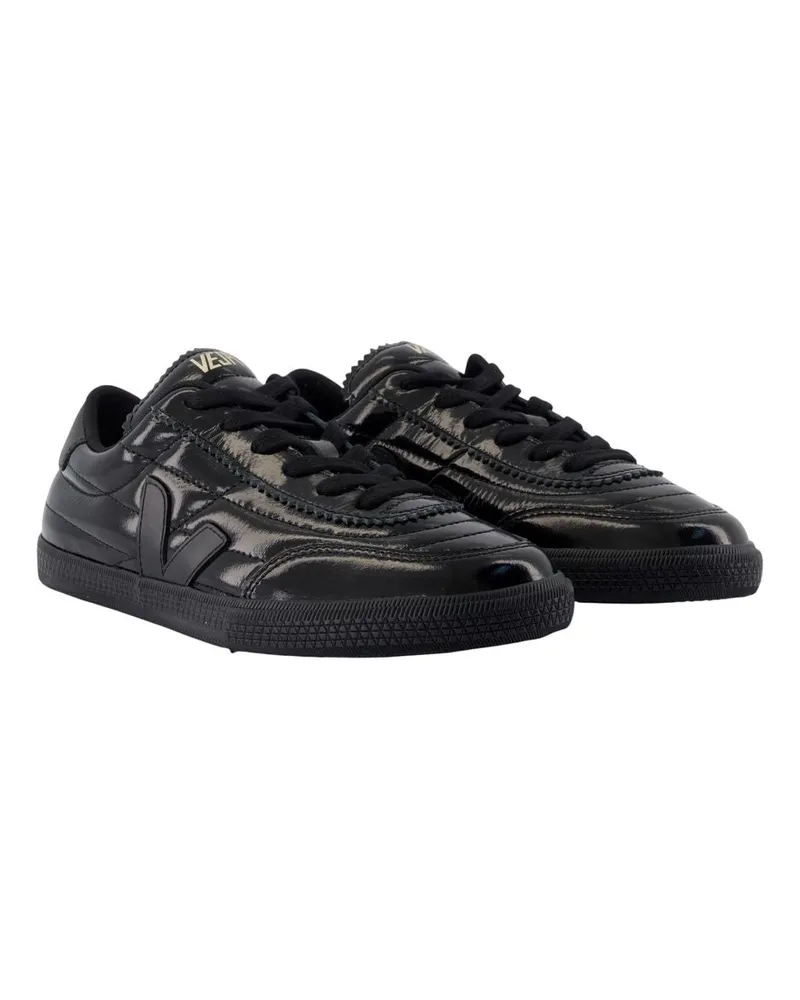 VEJA Women's Panenka Sneakers -  Leather Black Calfskin Shoes Black