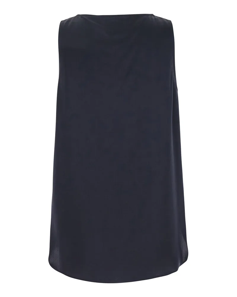 Max Mara Women's Blue Sleeveless Top With Round Neck Silk Tops Blue