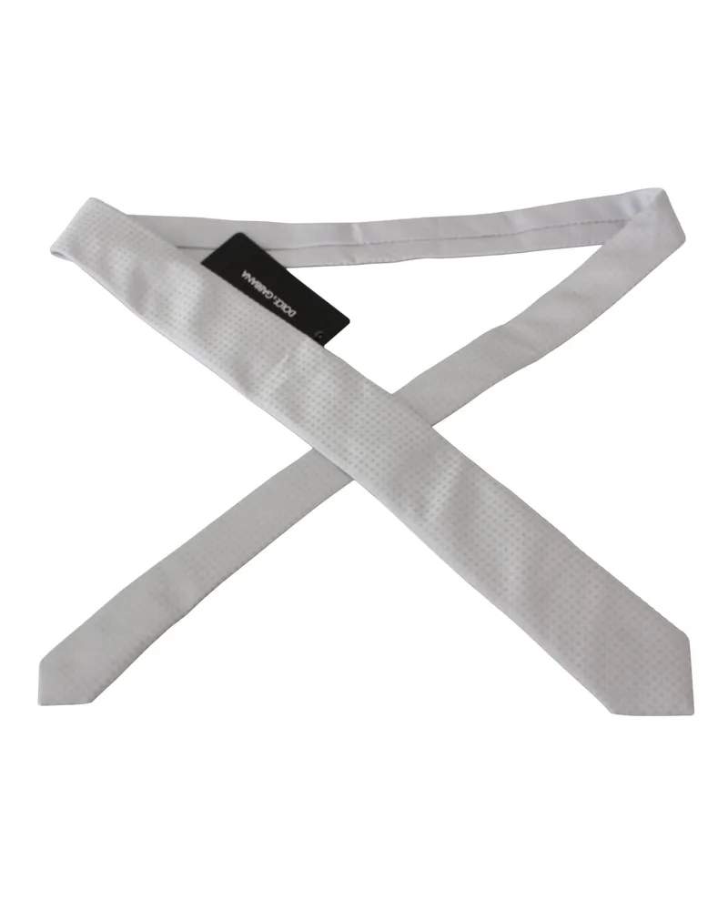 Dolce & Gabbana White Patterned Classic Mens Slim Necktie Tie Nylon Silk White