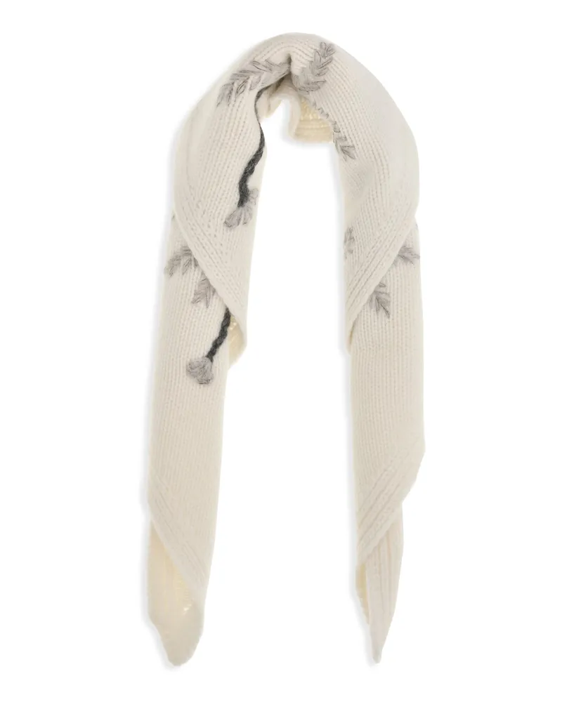 P.A.R.O.S.H. Women's Wallaby Floral Knit Scarf Panna Merino Wool Ovis Aries Scarfs Beige