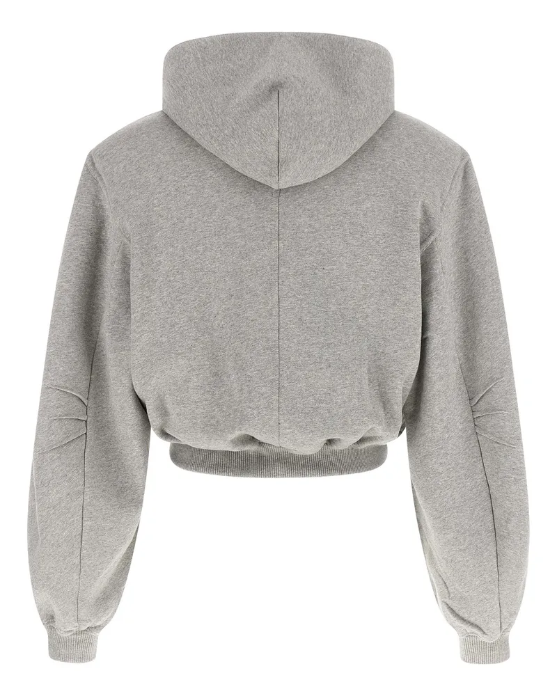 ATTICO Cropped Cotton with Diagonal Stitching Hoodie — grey Grey