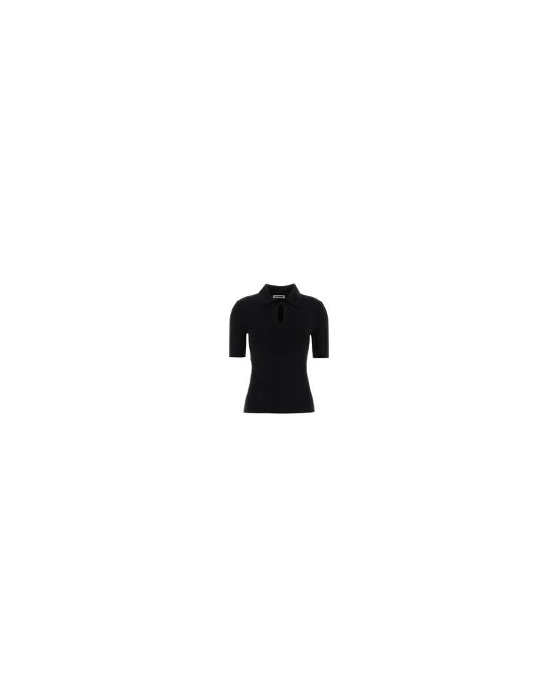 Jil Sander Women's Black Wool Polo Shirt Lana Vergine Black