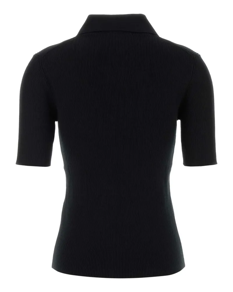 Jil Sander Women's Black Wool Polo Shirt Lana Vergine Black