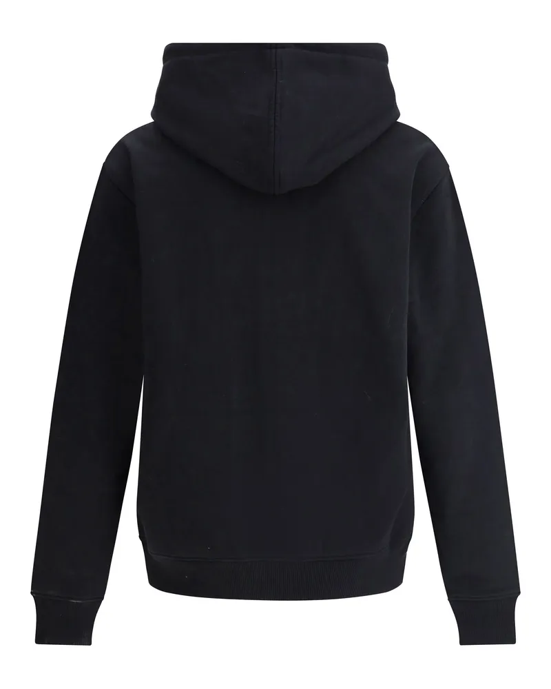 AMI Paris Logo-Embroidered Cotton Hoodie — Black Black