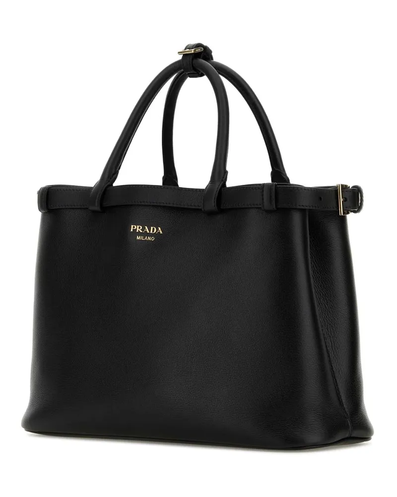 Prada Women's Black Leather Medium  Buckle Handbag Nero Borse A Mano Bag Black