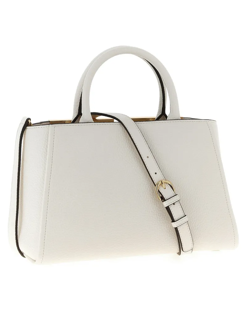 Elisabetta Franchi Geometric Maxi Logo Tote Bag — Cream Cream
