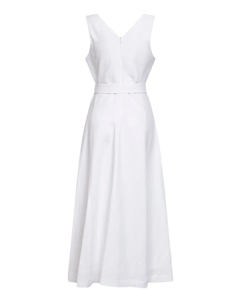 Blanca Women's Midi Dress Belted White Viscose-Linen White