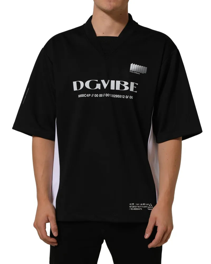 Dolce & Gabbana Men's Black Polyester Dgvib3 Oversized Jersey T-Shirt Black