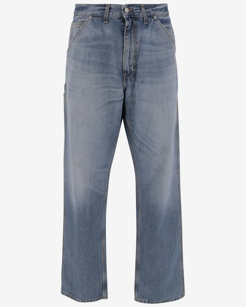 Haikure Men's Navy Washed-Effect Jeans Cotton Trousers Navy