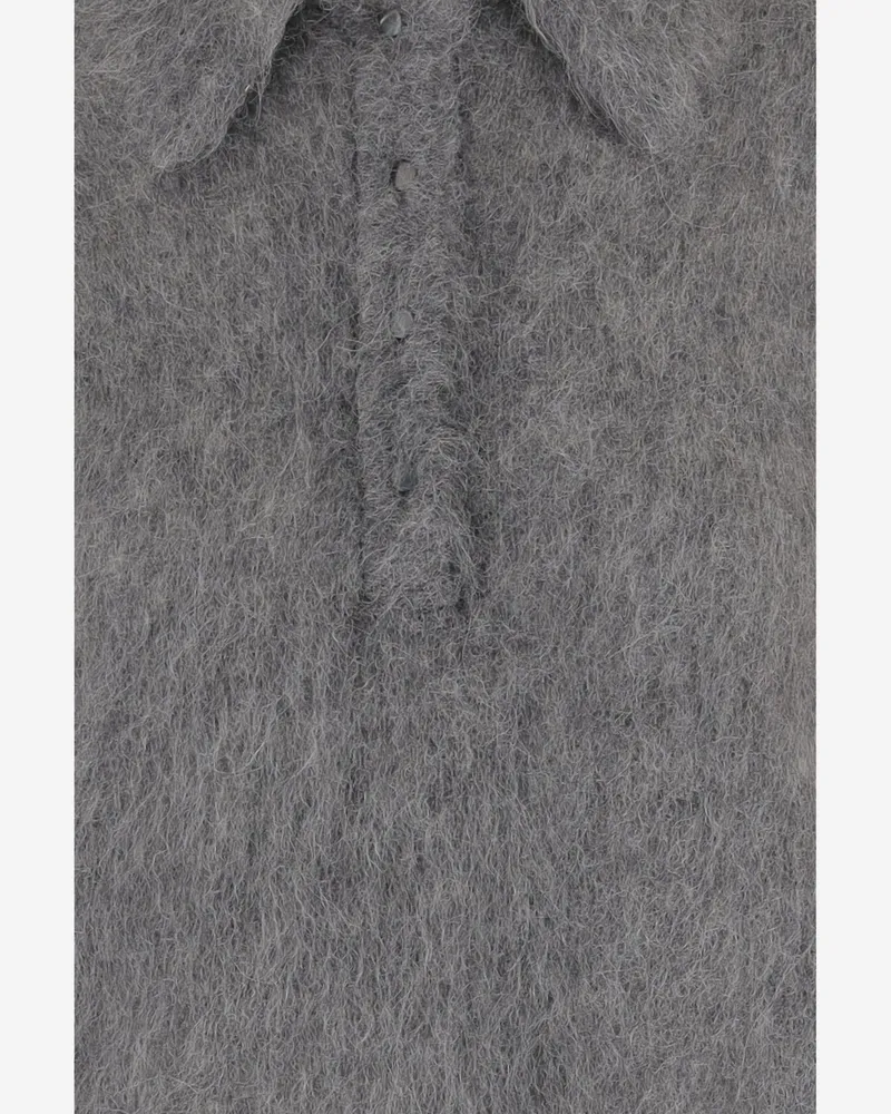 Chloé Women Polo Sweater Brushed Alpaca Grey Gray