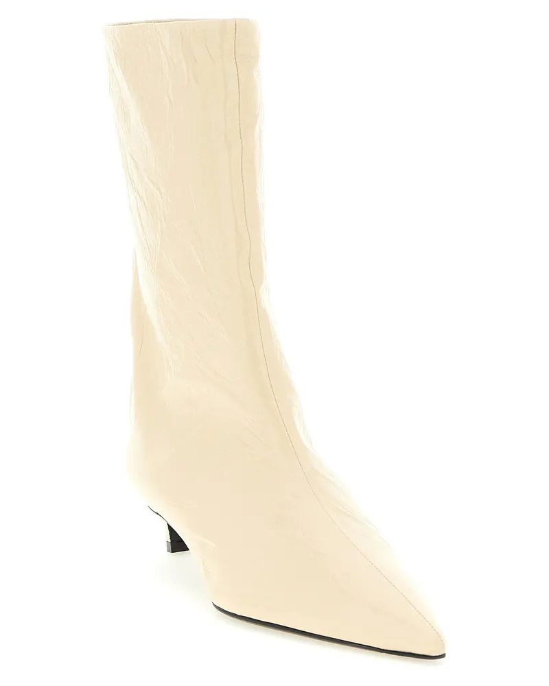 Jil Sander Women's Beige Calfskin Ankle Boots Beige