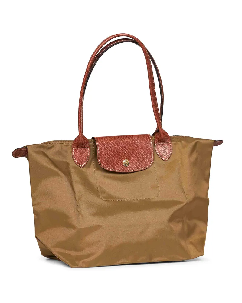 Longchamp Women's Shoulder Bag Le Pliage Original M Green Polyamide Beige