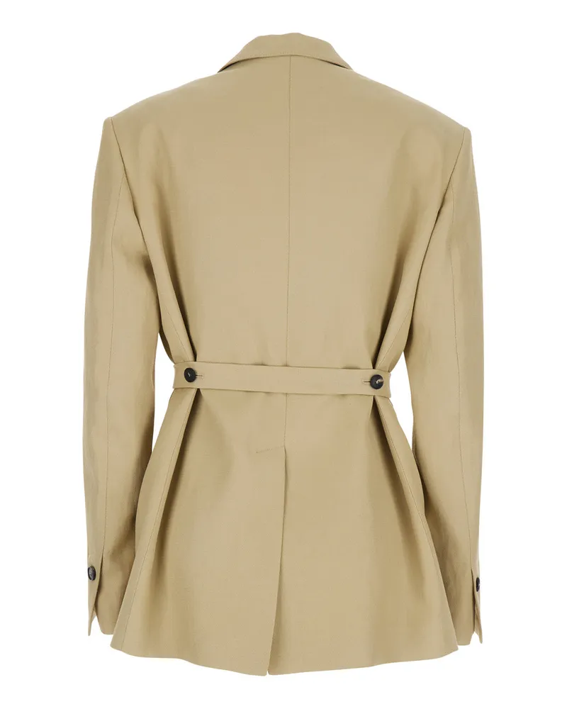 TELA Women's Double-Breasted Jacket, Beige Viscose Blazers Beige