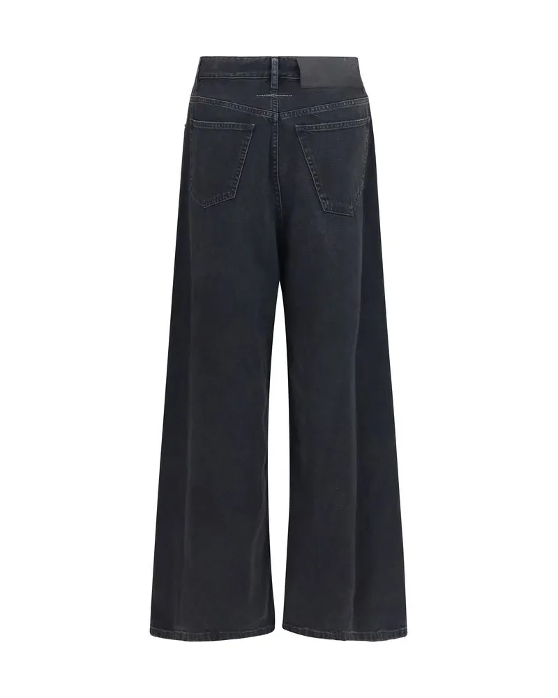 Maison Margiela Women's Black Cotton Relaxed Fit Jeans Clothing Black
