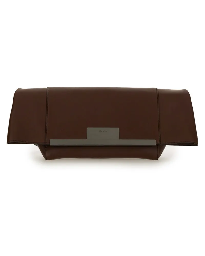 Max Mara Women's Clutch With Clasp Dark Brown Calf Leather Shoulder Bags Brown