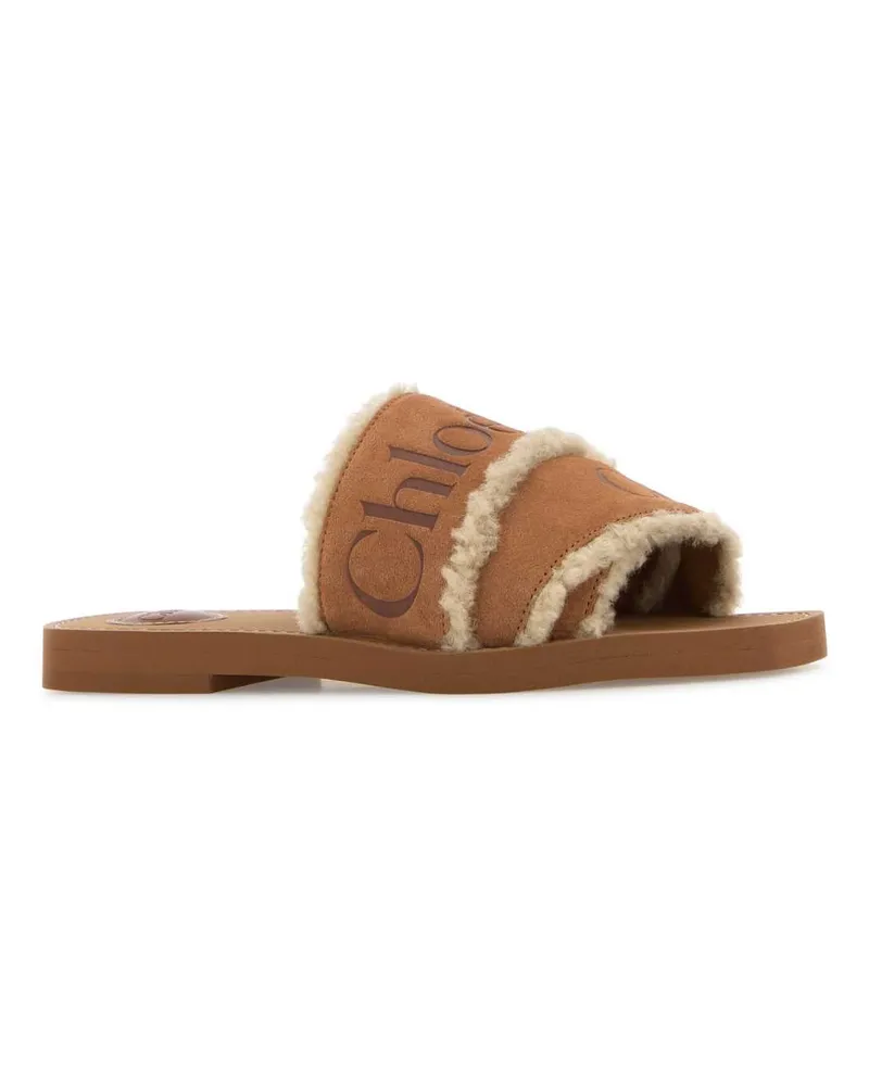 Chloé Women's Caramel Suede Woody Slippers Softybrown Flat Shoes Brown