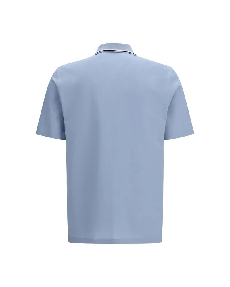 Ferragamo Men Blue Cotton Polo Shirt Blue