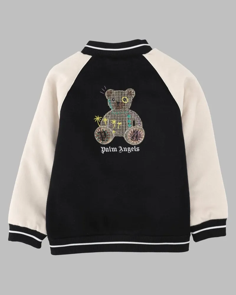 Palm Angels Color-Block Varsity Jacket — Black Black