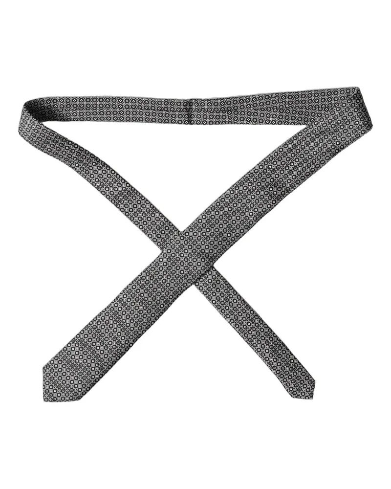 Dolce & Gabbana Black White Patterned Silk Adjustable Men Necktie Tie And Black