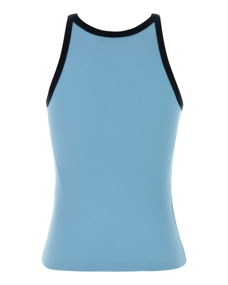 Prada Ribbed Cotton Tank Top — Blue Blue