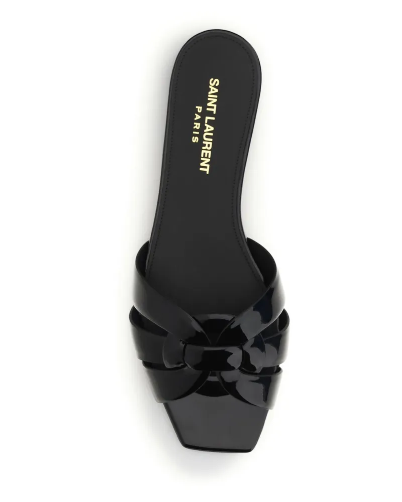 Saint Laurent Women's Sandals Tribute Patent Leather Black Calf Black