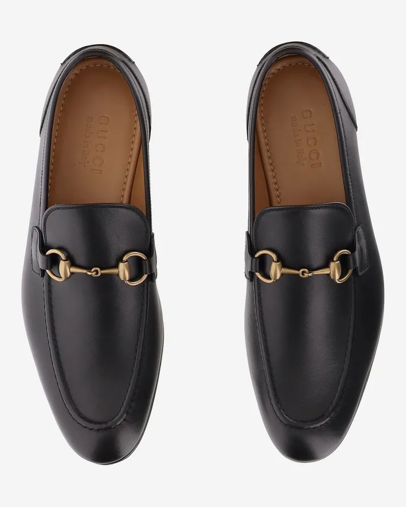Gucci Men's Loafers Jordaan Leather Black Calfskin Black
