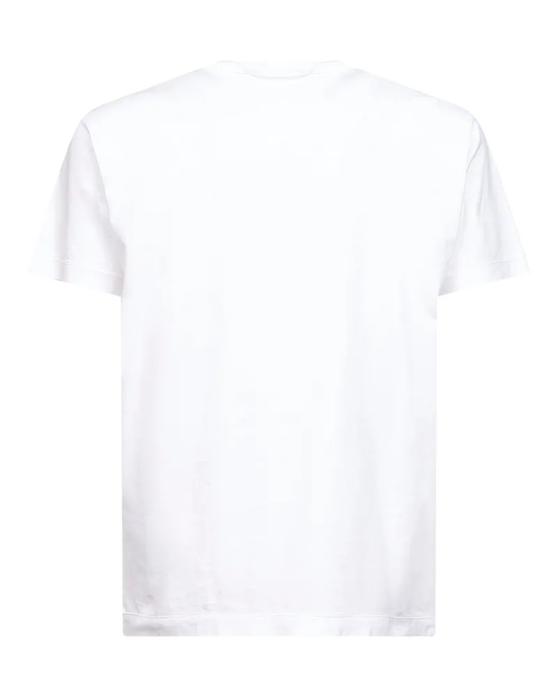 Stone Island Men's White Slim-Fit Logo Patch T-Shirt Cotton T-Shirts And Polos White