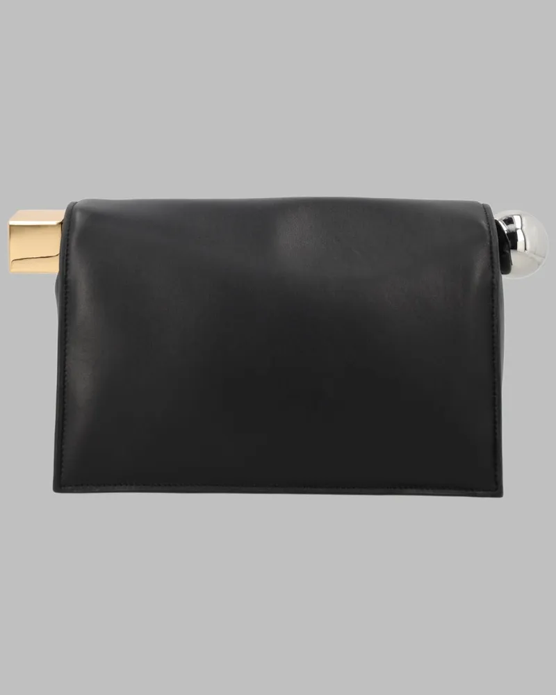 Jacquemus Women's Clutch Bag Rond Carré Black Cow Leather Black