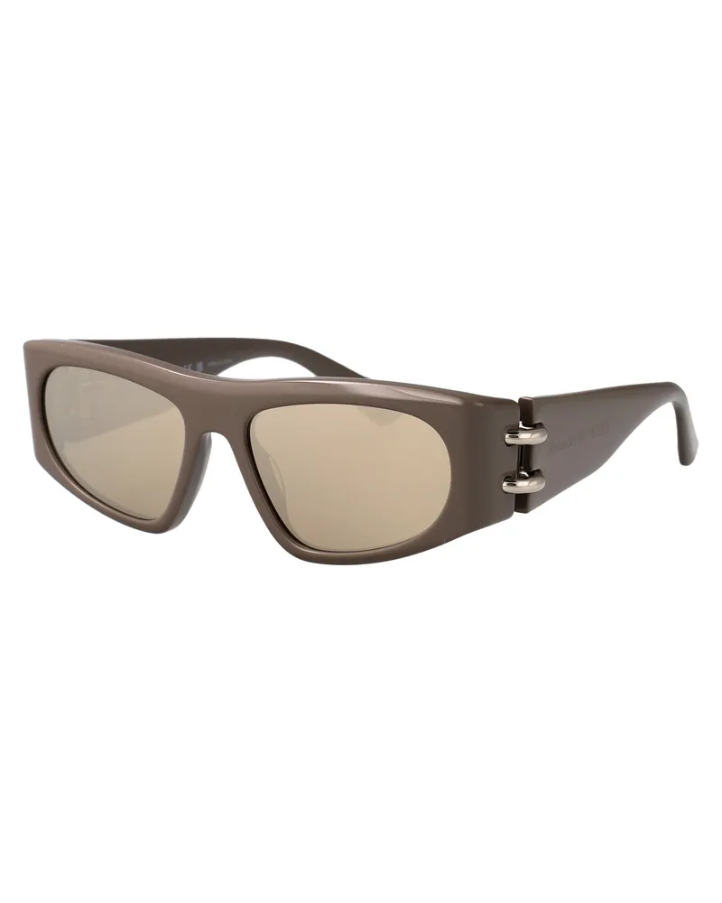 Alexander McQueen Unisex Sunglasses Am0471s Brown-Silver Brown-Brown-Silver Injected Brown/brown/silver Brown