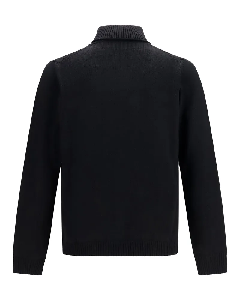 Roberto Collina Men's Turtleneck Wool Sweater 09 Merino Ovis Aries Black