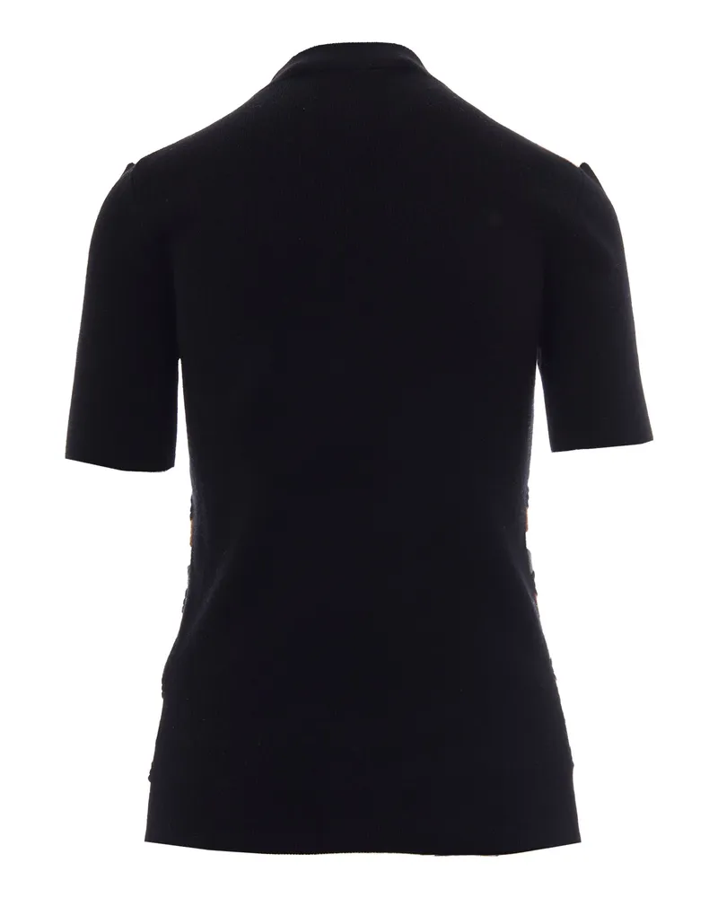 Marni Women's Short-Sleeve 3d Wave Sweater Black Virgin Wool Jumpers Black