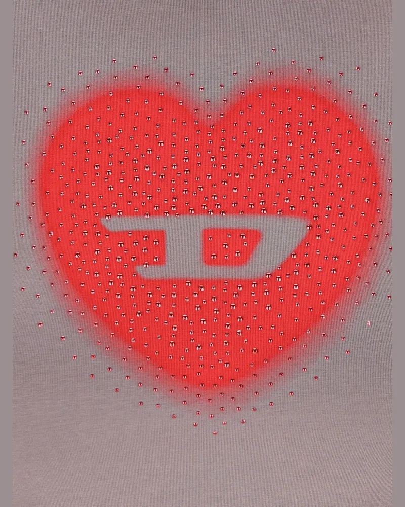 Diesel Heart Logo Print T-Shirt — Grey Grey