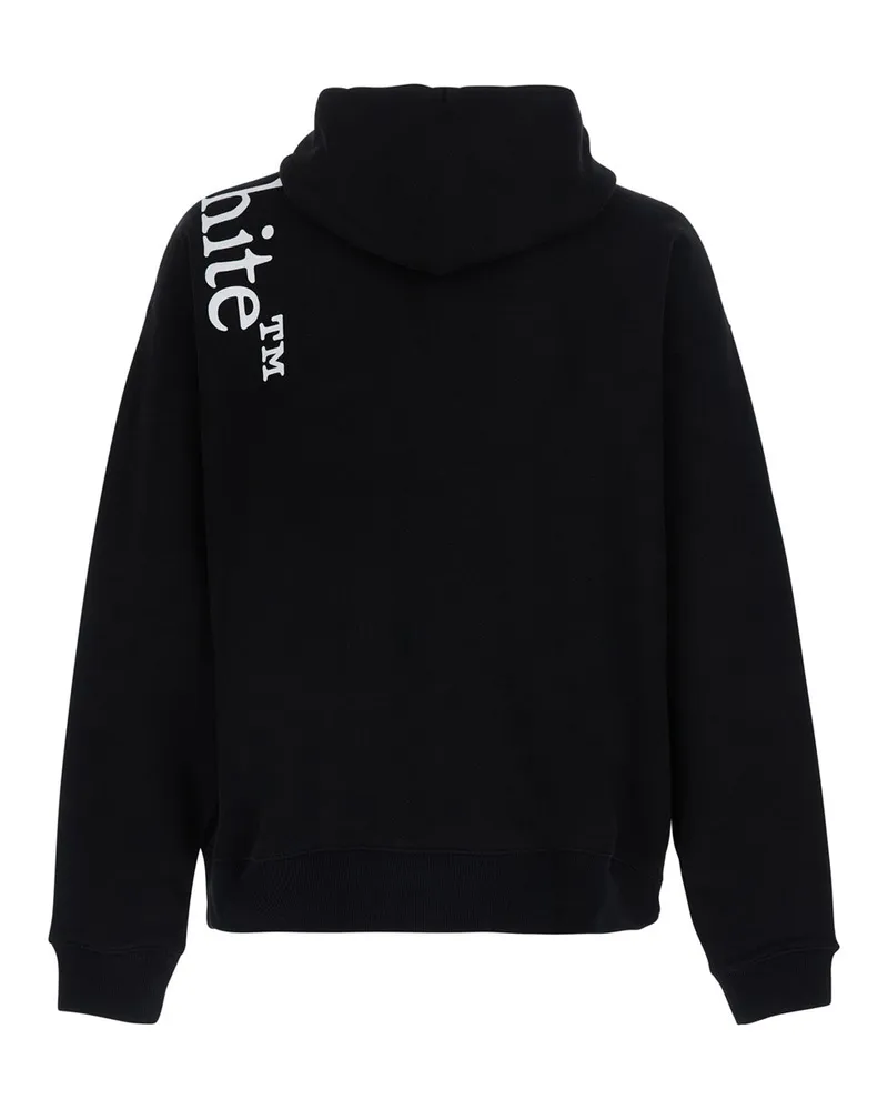 OFF-WHITE Logo-Print Cotton Hoodie — Black Black